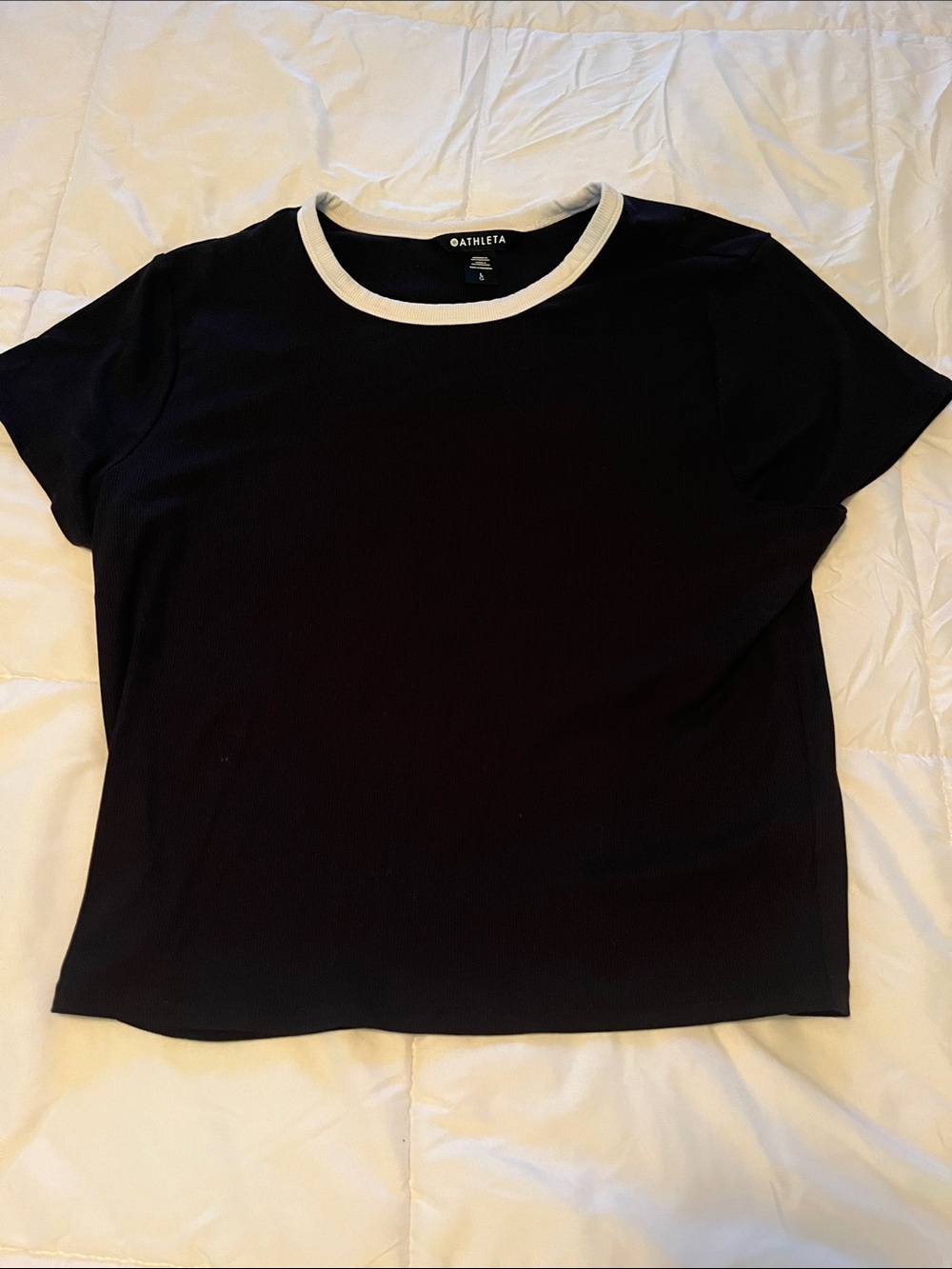 Athleta Black signature rib crop tee